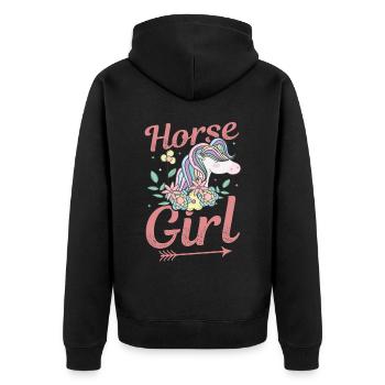 I Love My Horses Reitpferd Mädchen - Unisex Premium Bio Zip Hoodie - Schwarz - Hinten - Nico (187cm)