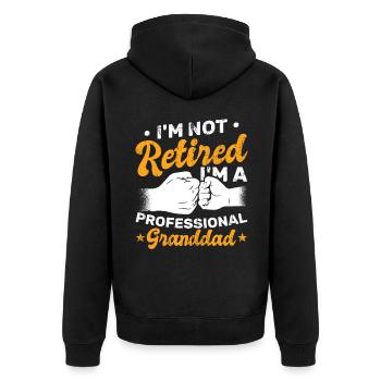 I'm Not Retired I'm A Professional Granddad - Unisex Premium Bio Zip Hoodie - Schwarz - Hinten - Nico (187cm)