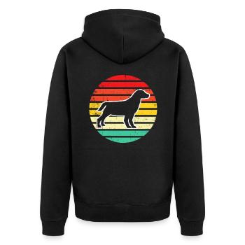 Dog Hund Silhouette Retro - Unisex Premium Bio Zip Hoodie - Schwarz - Hinten - Nico (187cm)