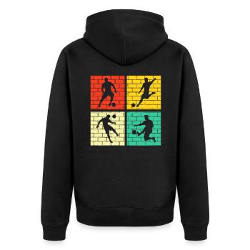 Fußball Fußballer Retro - Unisex Premium Bio Zip Hoodie - Schwarz - Hinten - Nico (187cm)