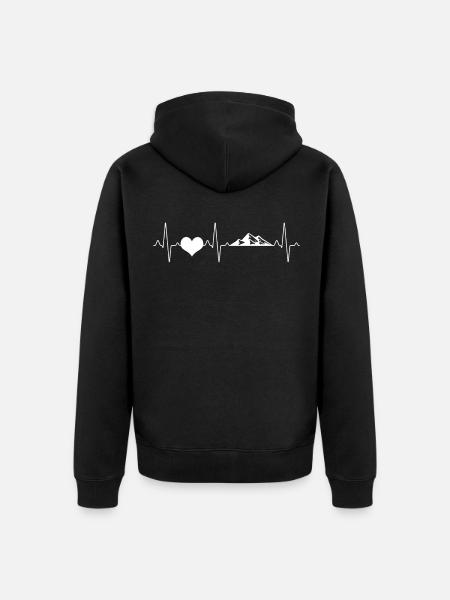 Mountain Mountains Heartbeat - Unisex Premium Organic Zip Hoodie - black