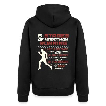 6 étapes du marathonien - Veste à capuche bio Premium Unisexe - noir - Dos - Nico (187cm)