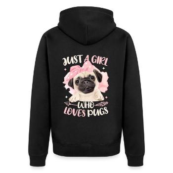 Just A Girl Who Loves Mops - Unisex Premium Bio Zip Hoodie - Schwarz - Hinten - Nico (187cm)