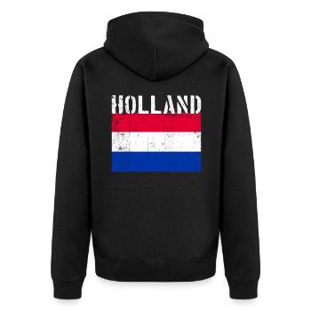 Hollande Pays-Bas Drapeau Vintage - Veste à capuche bio Premium Unisexe - noir - Dos - Nico (187cm)