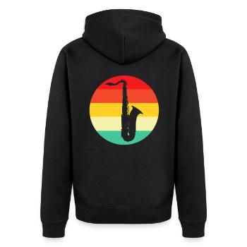 Saxophon Retro - Unisex Premium Bio Zip Hoodie - Schwarz - Hinten - Nico (187cm)