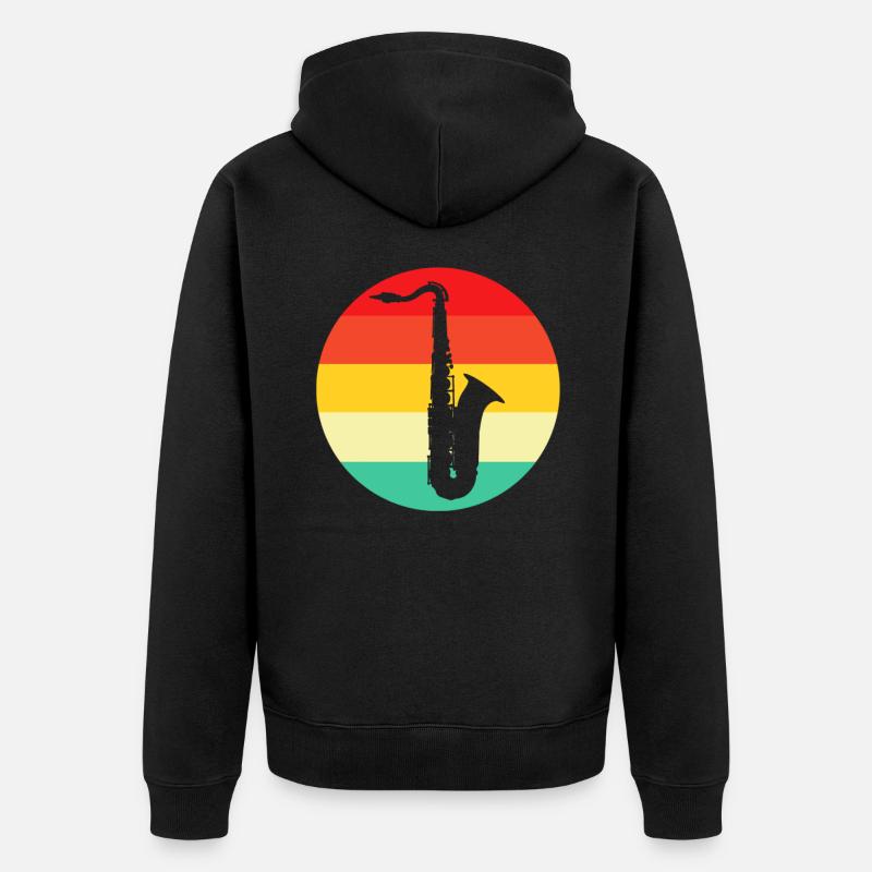 Saxophone Rétro - Veste à capuche bio Premium Unisexe - noir