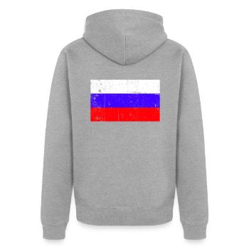 Russia Flag Vintage - Unisex Premium Organic Zip Hoodie - heather grey - Back - Nico (187cm)