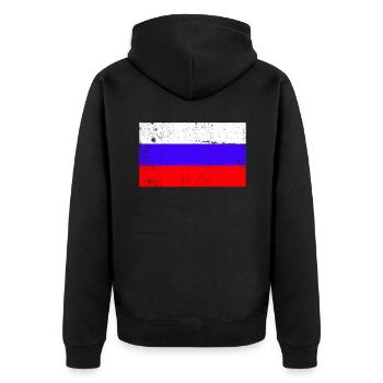 Drapeau de la Russie Vintage - Veste à capuche bio Premium Unisexe - noir - Dos - Nico (187cm)