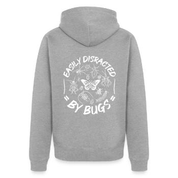 Leicht von Käfern abzulenken - Unisex Premium Bio Zip Hoodie - Grau meliert - Hinten - Nico (187cm)