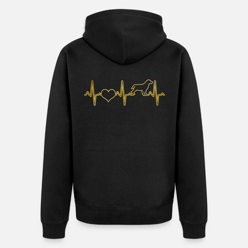 Hund Herzschlag - Unisex Premium Bio Zip Hoodie - Schwarz