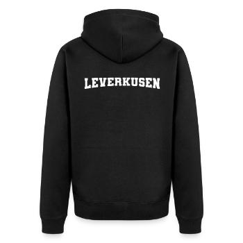 Leverkusen - Unisex Premium Bio Zip Hoodie - Schwarz - Hinten - Nico (187cm)