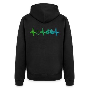 Bicycle Heartbeat - Unisex Premium Organic Zip Hoodie - black - Back - Nico (187cm)
