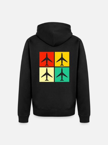 Airplane airplane lover retro - Unisex Premium Organic Zip Hoodie - black