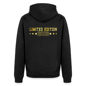 Geburtstag Limited Edition 2009 - Unisex Premium Bio Zip Hoodie - Schwarz - Hinten - Nico (187cm)