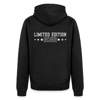 Geburtstag Limited Edition 2022 - Unisex Premium Bio Zip Hoodie - Schwarz - Hinten - Nico (187cm)