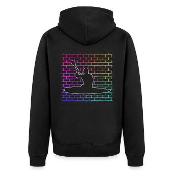 Kanu fahren Mauer Vintage - Unisex Premium Bio Zip Hoodie - Schwarz - Hinten - Nico (187cm)