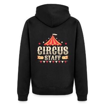 Zirkuspersonal - Unisex Premium Bio Zip Hoodie - Schwarz - Hinten - Nico (187cm)