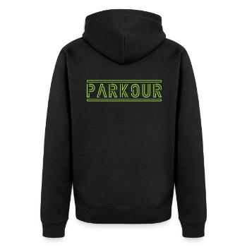 Parkour - Unisex Premium Organic Zip Hoodie - black - Back - Nico (187cm)