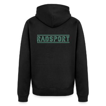 Radsport - Unisex Premium Bio Zip Hoodie - Schwarz - Hinten - Nico (187cm)