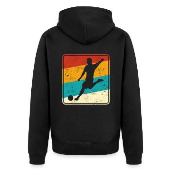 Football Football Logo Rétro - Veste à capuche bio Premium Unisexe - noir - Dos - Nico (187cm)
