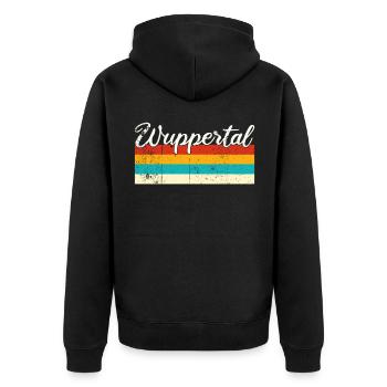 Wuppertal Retro Vintage - Unisex Premium Bio Zip Hoodie - Schwarz - Hinten - Nico (187cm)