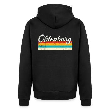 Oldenburg Rétro Vintage - Veste à capuche bio Premium Unisexe - noir - Dos - Nico (187cm)