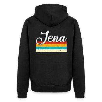 Jena Retro Vintage - Unisex Premium Bio Zip Hoodie - Schwarz - Hinten - Nico (187cm)