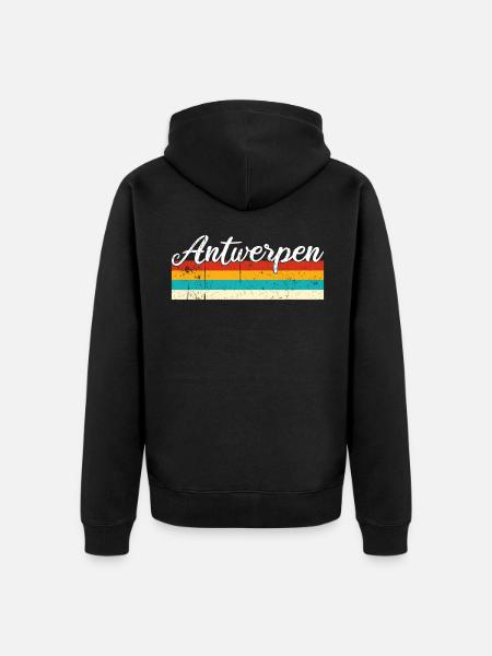 Antwerpen Retro Vintage - Uniseks Premium bio ziphoodie - zwart
