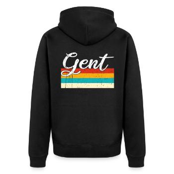 Gent Retro Vintage - Unisex Premium Bio Zip Hoodie - Schwarz - Hinten - Nico (187cm)