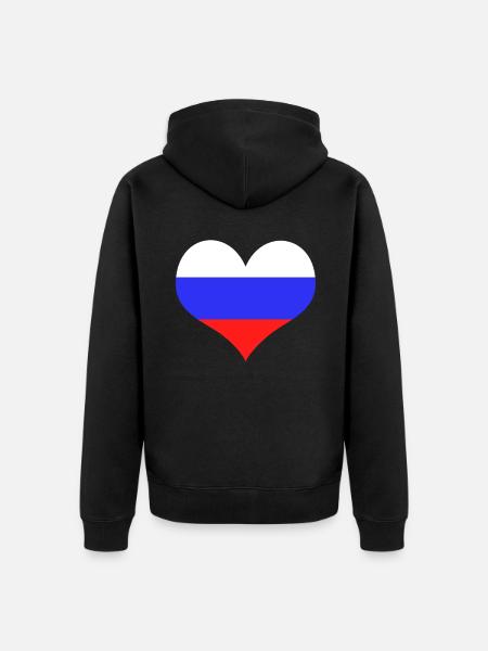 Russia Heart - Unisex Premium Organic Zip Hoodie - black
