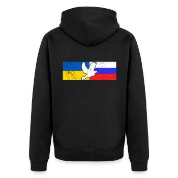 Ukraine Russia Conflict Dove of Peace - Unisex Premium Organic Zip Hoodie - black - Back - Nico (187cm)