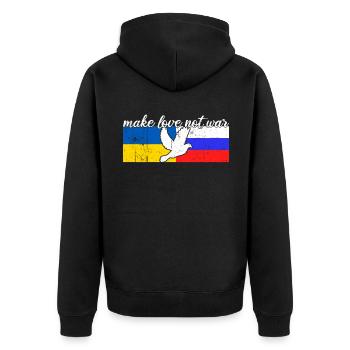 Ukraine Russia Conflict Dove of Peace - Unisex Premium Organic Zip Hoodie - black - Back - Nico (187cm)