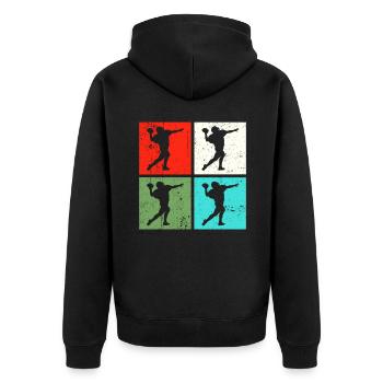 Football Footballer Retro - Unisex Premium Bio Zip Hoodie - Schwarz - Hinten - Nico (187cm)
