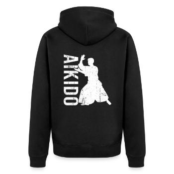 Aïkido - Veste à capuche bio Premium Unisexe - noir - Dos - Nico (187cm)