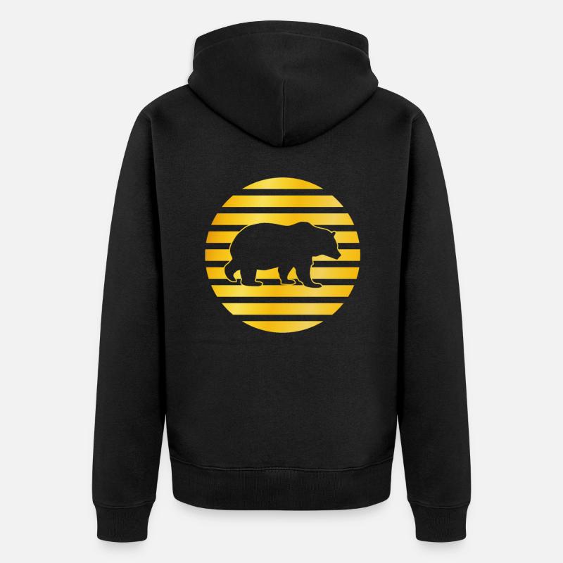 goldenes Bär Eisbär Logo - Unisex Premium Bio Zip Hoodie - Schwarz