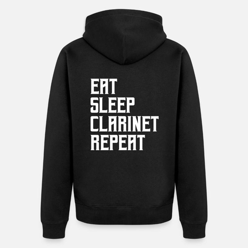 eat sleep clarinet repeat - Unisex Premium Bio Zip Hoodie - Schwarz