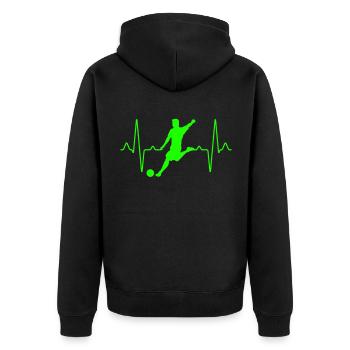 Fußball Herzschlag - Unisex Premium Bio Zip Hoodie - Schwarz - Hinten - Nico (187cm)
