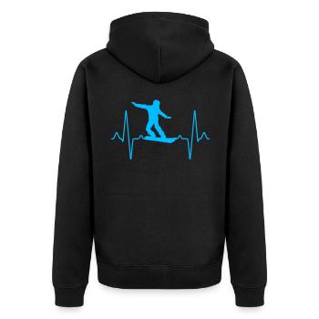 Rythme cardiaque en snowboard - Veste à capuche bio Premium Unisexe - noir - Dos - Nico (187cm)
