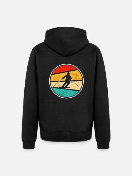 Ski Retro - Unisex Premium Bio Zip Hoodie - Schwarz