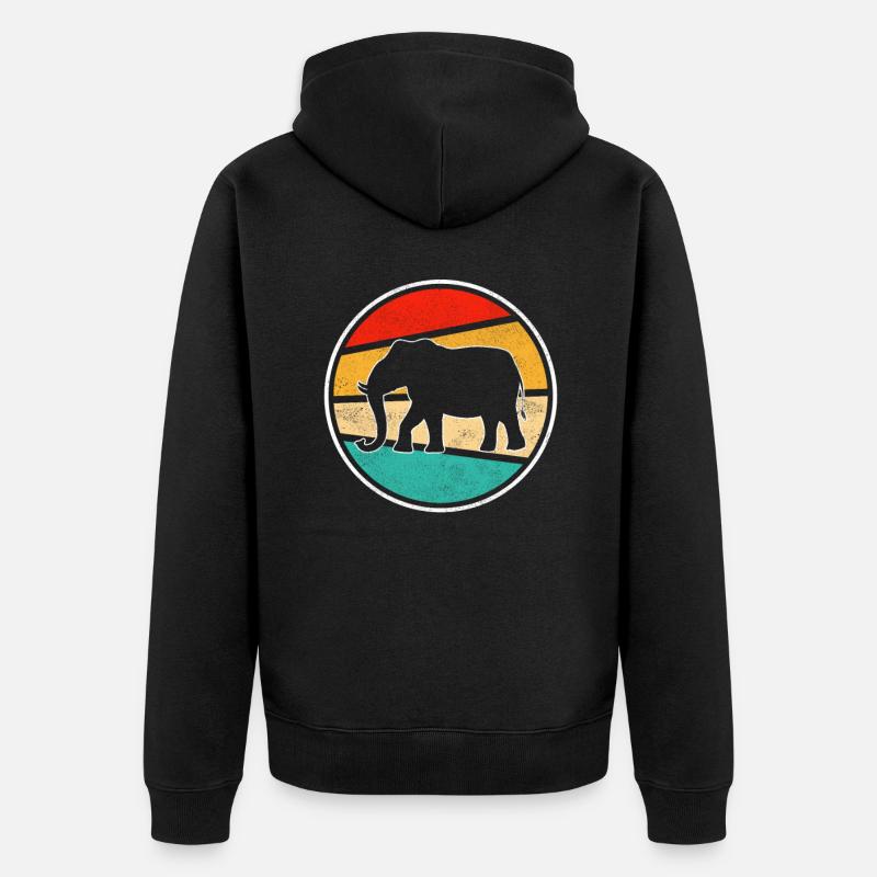Rétro éléphant - Veste à capuche bio Premium Unisexe - noir