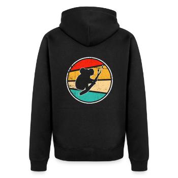 Koala Retro - Unisex Premium Organic Zip Hoodie - black - Back - Nico (187cm)