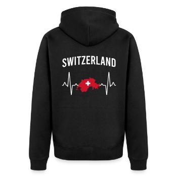 Suisse Heartbeat - Veste à capuche bio Premium Unisexe - noir - Dos - Nico (187cm)