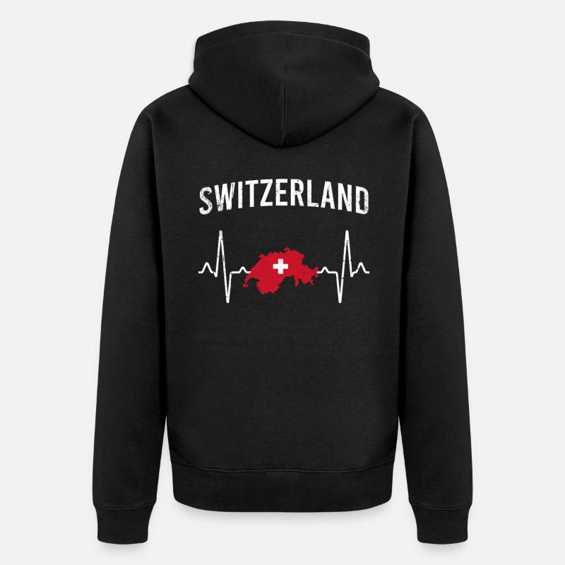 Suisse Heartbeat - Veste à capuche bio Premium Unisexe - noir