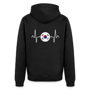 Südkorea Herzschlag - Unisex Premium Bio Zip Hoodie - Schwarz - Hinten - Nico (187cm)
