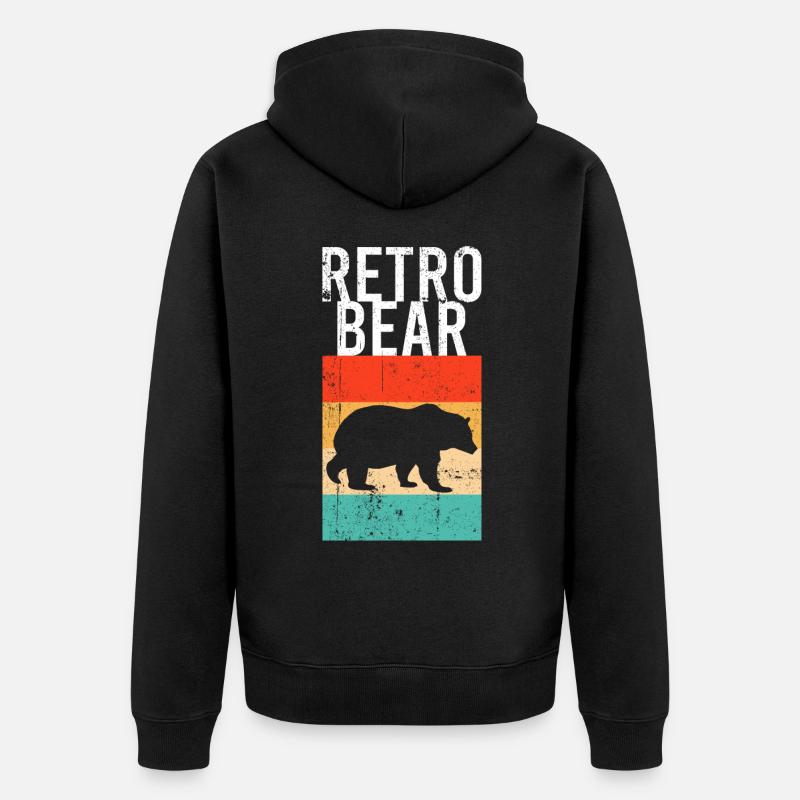 Ours Rétro - Veste à capuche bio Premium Unisexe - noir