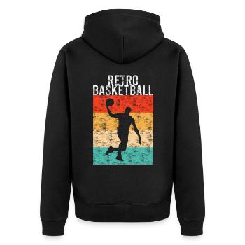 Basketball Retro - Unisex Premium Bio Zip Hoodie - Schwarz - Hinten - Nico (187cm)