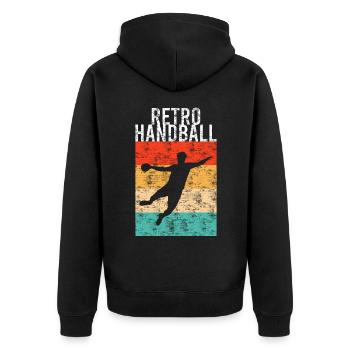 Handball rétro - Veste à capuche bio Premium Unisexe - noir - Dos - Nico (187cm)