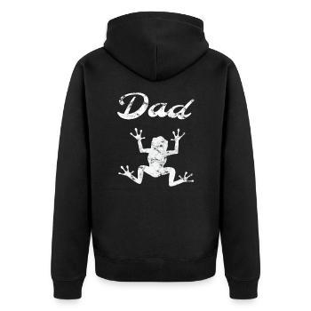 Frosch Papa Terraristik Frog Dad Frösche Geschenk - Unisex Premium Bio Zip Hoodie - Schwarz - Hinten - Nico (187cm)
