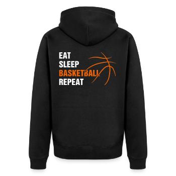 Cadeau pour les fans de basket- femmes et hommes mangent sommeil bas - Veste à capuche bio Premium Unisexe - noir - Dos - Nico (187cm)