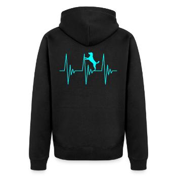 Hund EKG Liebe - Unisex Premium Bio Zip Hoodie - Schwarz - Hinten - Nico (187cm)